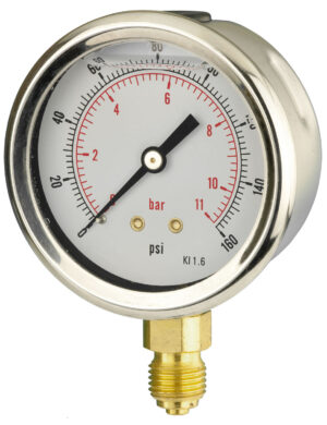 Pressure Gauge Glycerine Filled Bottom Entry